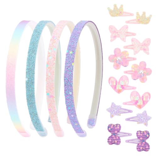 Girls Glitter Headbands and Hair Clips Set