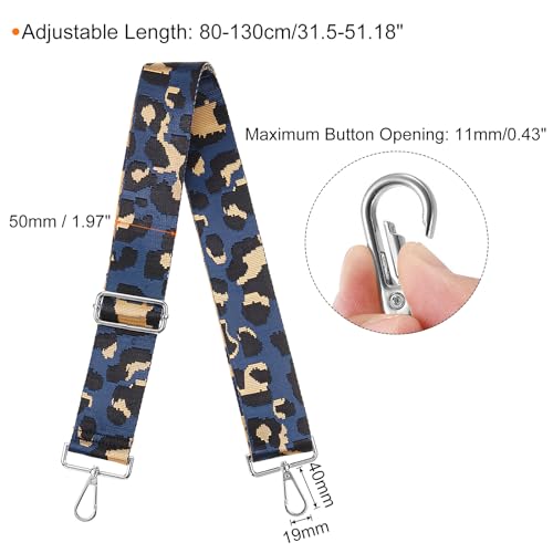 Image of uxcell Purse Strap Replacement, 31-51inch Adjustable Polyester Leopard 2inch Wide Crossbody Shoulder Strap for Handbag Guitar(Dark Blue, Silver Buckle)