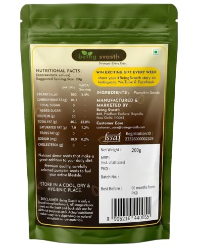 Image of Being Svasth Pumpkin Seeds (200g) & Sunflower Seeds (200g) Combo
