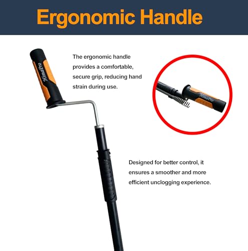 HimaPro Professional Toilet Auger/Closet Auger, Rust-Resistant High-Carbon Spring Wire, Scratch-Free Vinyl Sleeve, Ergonomic Non-Slip Handle, Convenient Storage Clip, 3 Feet Pipe Snake for Unclogging by HimaPro - Image 5