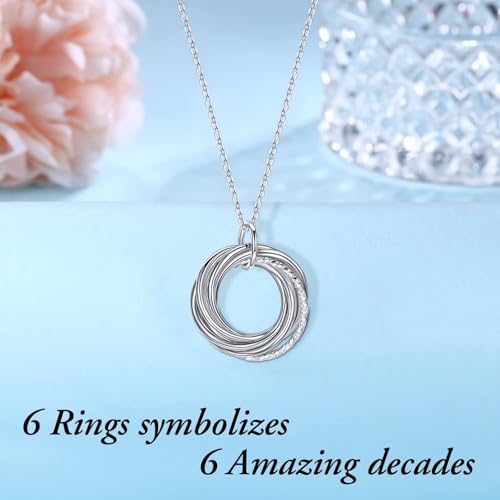 Image of IEFLIFE Birthday Gifts for Women, Sterling Silver Chain Birthday Necklaces, 40th 50th 60th 70th 80th 90th Birthday Necklace, 40 50 60 70 80 90 Years Old Birthday Gifts, 4 5 6 7 8 9 Decade Birthday Jewelry for Women
