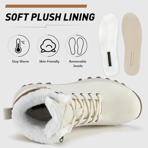 Image of Mishansha Snow Boots for Women - Waterproof Winter Hiking Boots with Warm Fur Lining, Anti-Slip Sole, Insulated Outdoor Cold Weather Booties