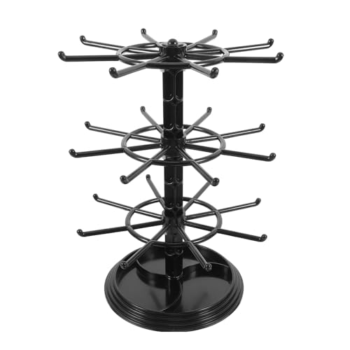 Dranvosk 3 Tier Rotating Jewelry Stand Display - Spinning Necklace Holder and Keychain Organizer with Plastic Base for Bracelets Earrings Dressing Table Counter Malls Store