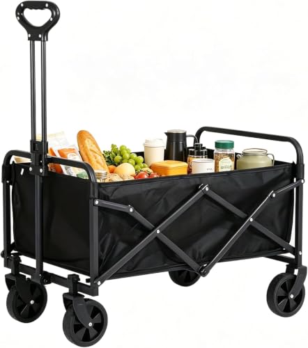 Klappbarer Bollerwagen Faltbar, 150kg Tragkraft Handwagen,