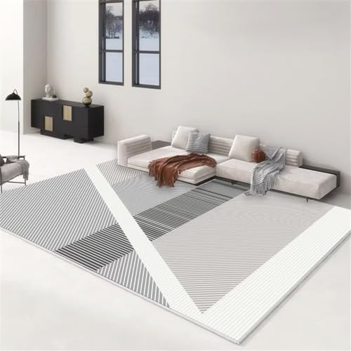Tapis salon gris à rayures géométriques 40x60cm pour déco chambre ado