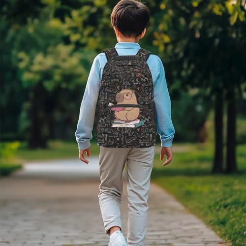 Suobstales Capybara Book Print Backpack for Girls Aesthetic Elementary School Bookbag School Bag with Zippe Pocket Lightweight Laptop Rucksack Daypack with Adjustable Straps3