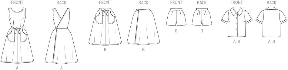 Butterick B7053U5 Vintage 1960's Misses' Sportswear Jumper, Wrap-a-Round Skirt, Shorts and Blouse Sewing Pattern Packet, Design Code B7053, Sizes 16-18-20-22-24