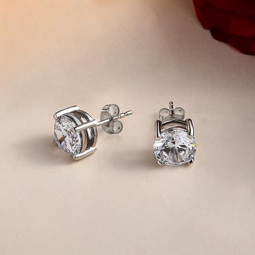 Image of Ornate Jewels 925 Silver 2 Carat American Diamond Solitaire Stud Earrings for Women and Girls | With Certificate of Authenticity and 925 Stamp | Life-time Warranty*