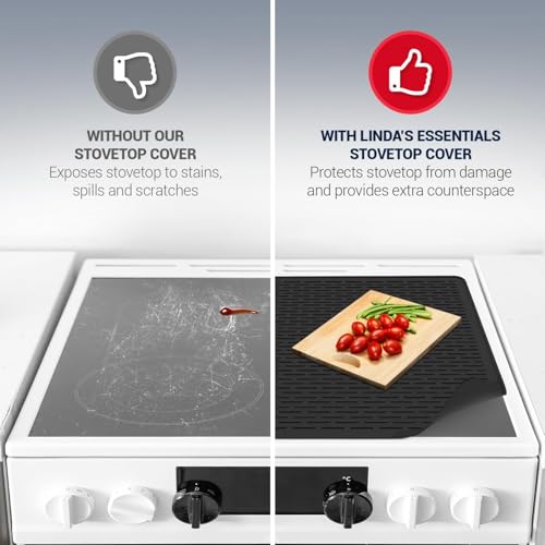 Stove Top Covers for Electric Stove by Linda's Essentials (30 x 21 Inch) - Silicone Mat for Glass Cooktop, Heat-Resistant Cover Protector, Electric Cooktop Mat with Anti-Slip Backing (Black) by Linda's Essentials - Image 8