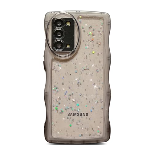 LYQZDT for Samsung Galaxy Note 20 Case 6.7' Glitter Clear Bling Shiny Star Transparent Matte Cute Curly Wavy Non-Slip Camera Lens Protection Shockproof Note 20 Phone Cover for Women (Black)