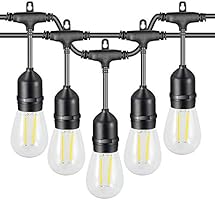 VAVOFO Outdoor String Lights 48FT Warm White with 1.5W Dimmable LED Patio String Lights Waterproof Heavy Duty Hanging...