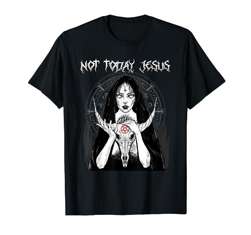 Not Today Jesus I Satanic Baphomet Pentagram T-Shirt