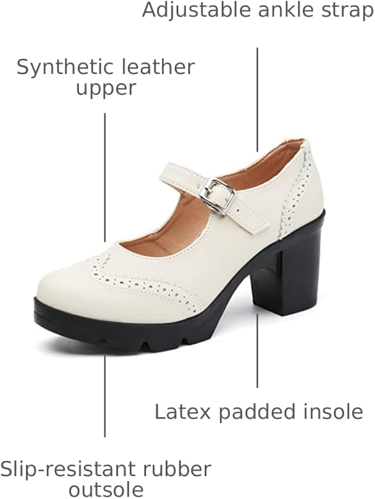 Amazon.com | DADAWEN Women's Chunky Low Block Heels Mary Jane