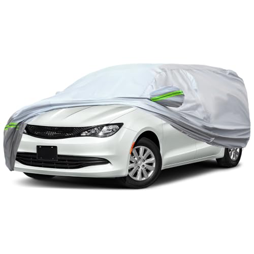 Image of AUQDD 6-Layers Premium MPV Car Cover Waterproof All Weather Weatherproof UV Sun Protection Snow Dust Storm Resistant Outdoor Exterior Custom Form-Fit Full Padded Car Cover with Straps 199 inch-210 inch K17