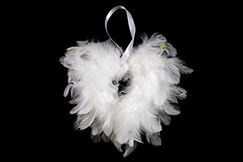 Cœur décoratif en plumes Blanc 15 x 15 cm