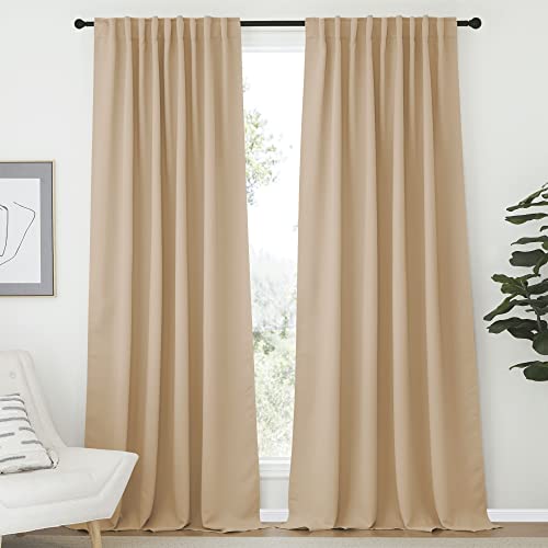 NICETOWN Window Treatment Elegant Curtains - (Biscotti Beige Color) 70 Width X 95, 1 Pair, Room Darkening Curtains and Drapes for Bedroom Biscotti Bei
