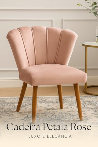 Cadeira Pétalla Sala de Estar, Salão Beleza, Luxo Conforto e Elegância - Suede- (Rosê) - JRC Móveis