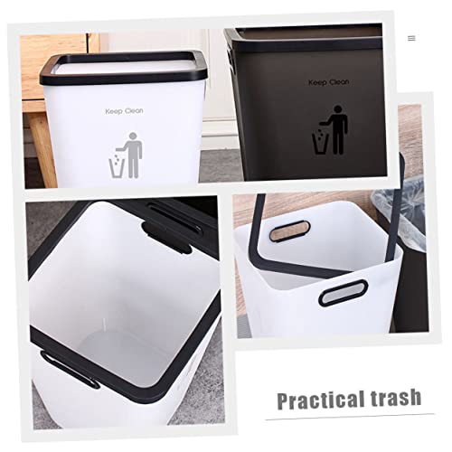 Caneca de basura de plástico rectangular blanca miniatura 6