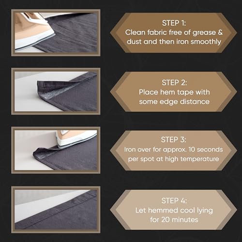 Villkin Hemming Tape - 65 Yards x 3/4 Inch - Very Strong no sew Iron-On Hem Tape for Fabric, Pants, Curtains & Drapes - Durable Fabric Tape