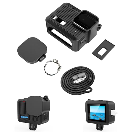 Fututech Silicone Case for GoPro Hero 4K Protective Cases Lens Caps Side Covers Lanyard for Action Camera Kit Accessories