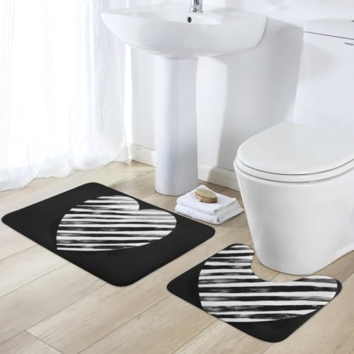 Tapis de bain absorbant contour WC antidérapant lot de 2 en microfibre douce
