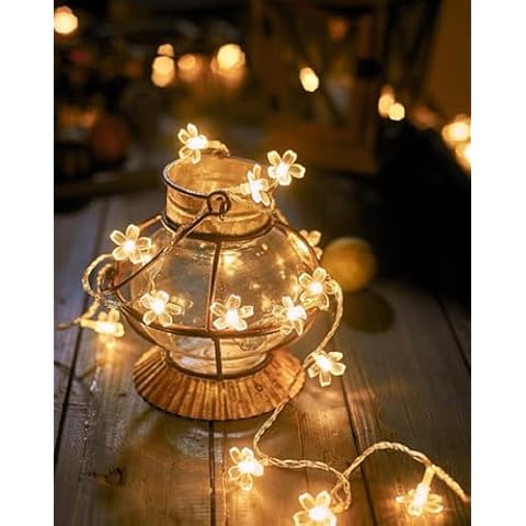 WFGGEH Flower String Lights, 20ft 40 LED USB Powered Cherry Blossom Fairy String Lights for Party Birthday Wedding Christmas Home Decoration Cover
