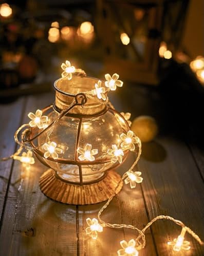 Flower String Lights, 20ft 40 LED USB Powered Cherry Blossom Fair...