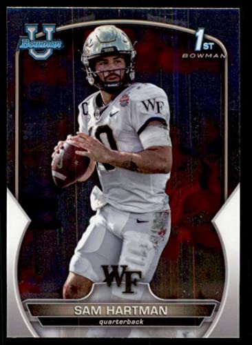 2022 Bowman Chrome University Football #51 Sam Hartman Wake Forest Demon Deacons Officially Licensed Collegiate Trading Card by Topps (Stock Photo Shown, Card in Near Mint to Mint Condition)