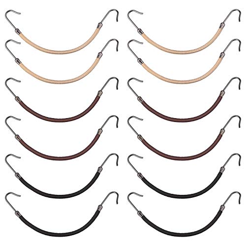 Lot de 15 élastiques à cheveux pour queue de cheval, noir, marron et blond
