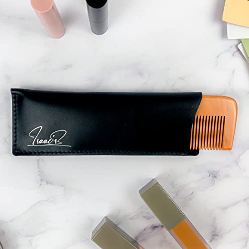 Isaac's Wooden Comb - Natural Hair Comb Made Of Pear Wood - Lightweight & Portable Hair Combs For Women & Men, For Straight, Curly, Wavy - Antistatic Grooming Tool With Leather Pouch - 6.69X2.05" #TOP5