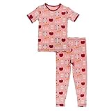 KicKee Pants 1st Day of School ABCs Pajama Set, Snug Pajamas for Boys and Girls (Blush - 8 Years)