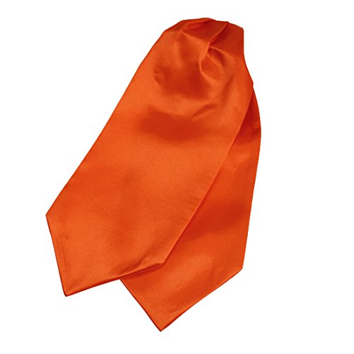 Orange Ascot Tie For Men Cravat Handkerchiefs Satin Solid Self Wedding Ascot Scarf Hanky Handmade Dan Smith C.C.AQ.E.014 Orange