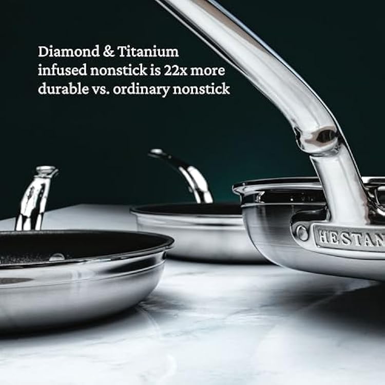 Hestan ProBond Forged TITUM - Professional Clad Stainless Steel, Nonstick, 10-Piece Cookware Set, Induction Compatible, Made without PFOAs