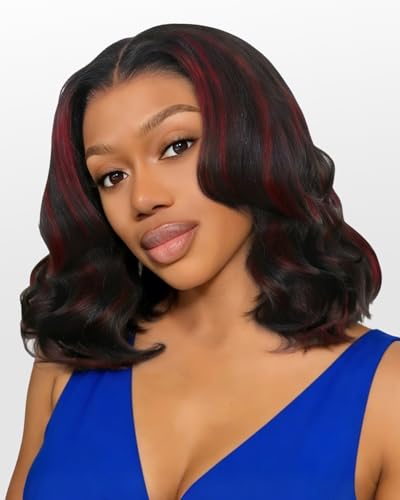 Highlight Burgundy Black Cherry Loose Body Wave Wig Human Hair