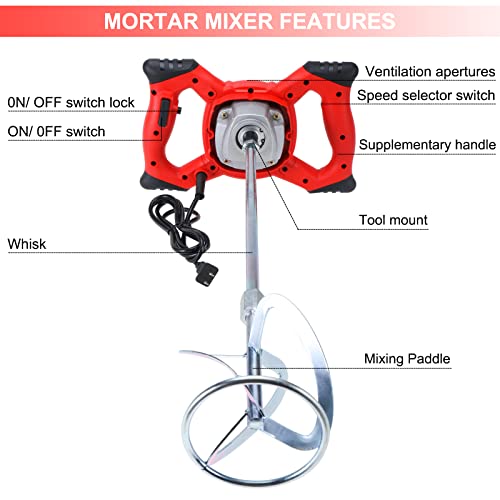 YaeTek 2100W High-Power Handheld Electric Concrete Mixer #TOP19
