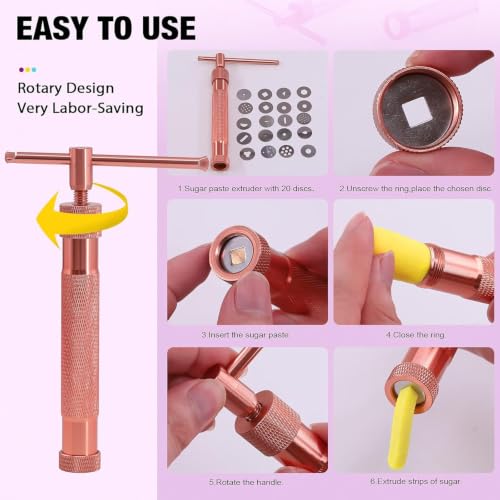 Image of Professional 35 Pcs Stainless Steel Clay Extruder Sugar Paste Extruder Cake Fondant Decorating Tool Set Ceramics & Pottery Clay Extruders Mixers & Presses (Pink)