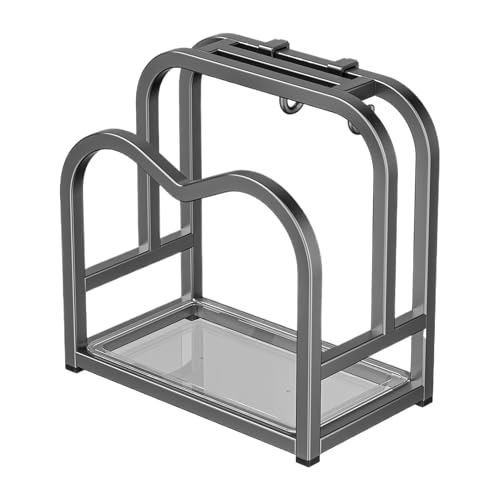 Organizador de tapas de ollas inoxidable, soporte multifunción con drenaje para cocina