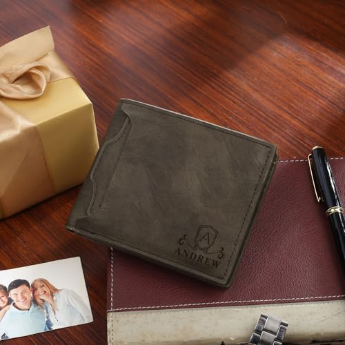 Personalized Wallet for Men: Leather Custom Name Wallets - Gift for Husband Boyfriend or Dad - Birthday Christmas Mens Gifts (Dark Brown)4