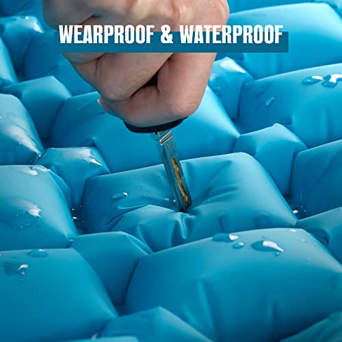 Aksoul Camping Sleeping Pad Ultralight: Self Inflating Air Mat, Extra Thick, Compact & Lightweight, Wide Insulated Inflatable Sleep Mattress For Backpacking, Hiking, Camp, Tent, Sky Blue, 77/'' #TOP5