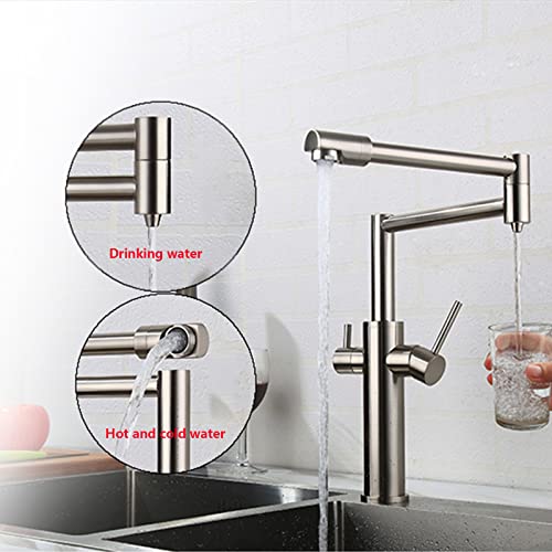 Robinet d'évier de cuisine pliable mitigeur double articulation extensible - 2