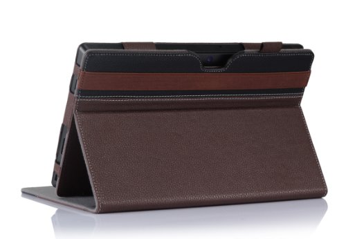 Procase Premium Folio Case With Stand For Microsoft Surface 2 / Surface Rt Tablet, Compatible With Microsoft Keyboard, Built-In Stand With Multiple Viewing Angles, Stylus Pen Included (Brown/Black)
