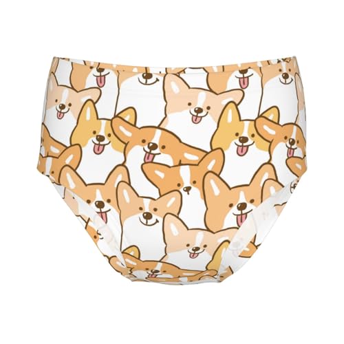 Cute Corgi Dog Girls' Underwear Soft Cotton Little Girls Panties Comfort Briefs