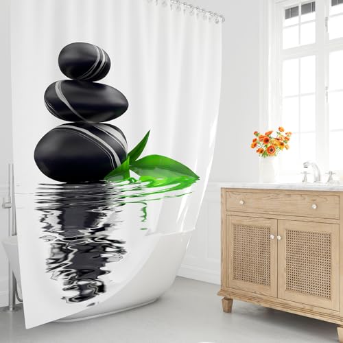 Rideau de douche en polyester 200x200 cm imperméable galet imprimé - 4
