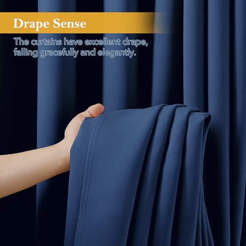 Image of RYB HOME Blackout Thermal Insulated Curtains, Portable Curtain for Sliding Glass Door /Storage /Space Room Divider, Large Window Treatment Room Divider Panel, W80 x L84, Navy Blue, 1 Panel
