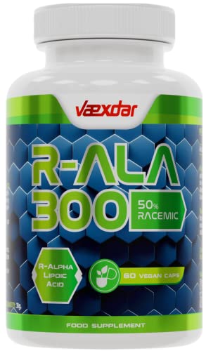 Vaexdar R-ALA | 300mg | Ácido Alfa Lipoico Racémico | Potente Antioxidante | Alta Concentración | Forma Natural de Ácido Tióctico | 60 Cápsulas Vegetales | Testado en Laboratorio