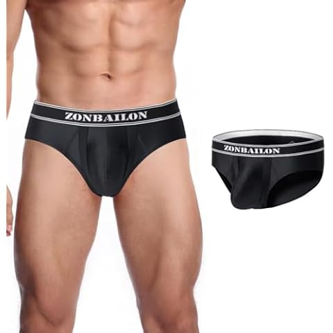 HASWECHYS Mens Bulge Enhancing Briefs Ice Silk Underwear Ball Pouch with Support Strap Silky Smooth Sexy Bikini 1 Black 2XL Cover