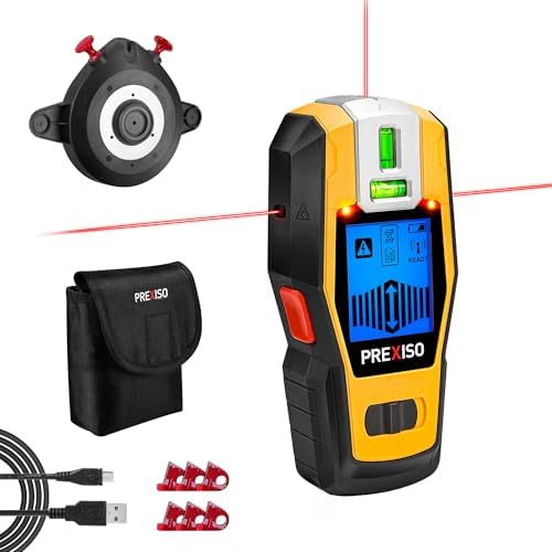 PREXISO 2-in-1 Stud Finder with Laser Level, Rechargeable Cross Line Laser