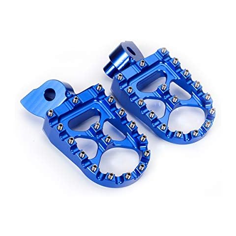 Hopider CNC Wide Foot Pegs MX for YZ85 2002-2019, YZ125 1997-2017, YZ250 1998-2019, YZ250F 2001-2019, YZ426F 2000-2002, YZ450F YZ125X YZ250X YZ250FX YZ450FX WR250F WR400F WR426F WR450F,Blue Cover