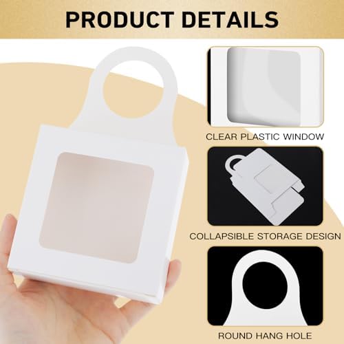 Sibba White Paper Wine Bottle Gift Box 10 Pcs with Window and Handle, — 사진 3