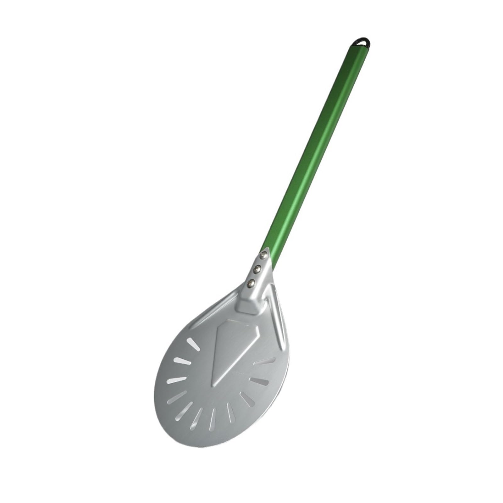 Generico Pala for pizza perforata da 7/8/9 pollici, pala for con manico in lega di alluminio(8 inch 60cm Green)